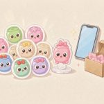 拼团呀（ピントゥアンヤー）のイメージイラスト——缶バッジとアクリルスタンドの共同購入